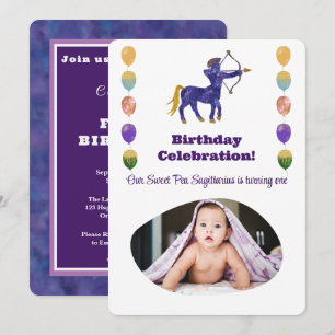 Invitation Sagittaire 1er Anniversaire Photo Impressionniste 