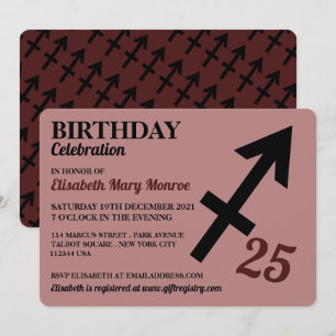Invitation Sagittaire, Archer, anniversaire de signe d'étoile