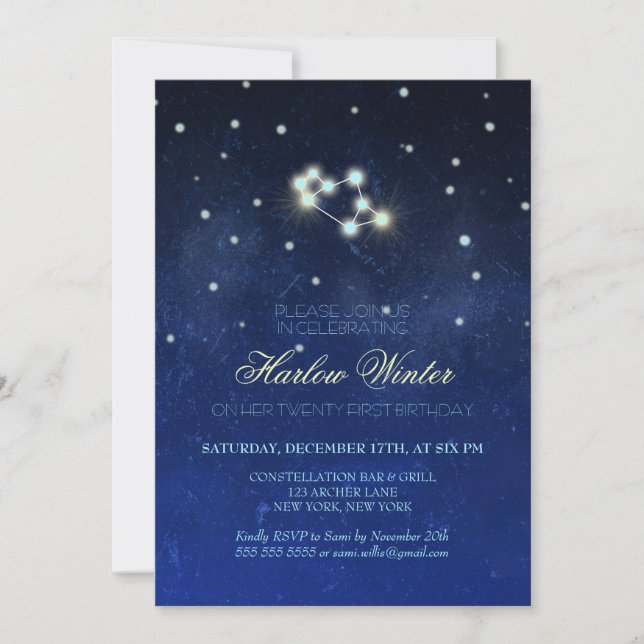Invitation Sagittarius Constellation fête d'anniversaire (Devant)