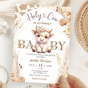 Invitation Saint Baby shower de la vache Boho Genre Neutre