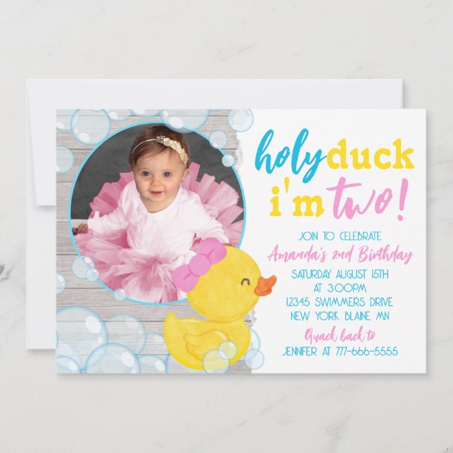 Invitation Saint canard Je suis deux canards en caoutchouc ph (Devant)