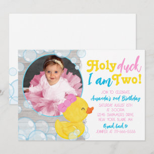 Invitation Saint canard Je suis deux filles Ducky Photo Anniv
