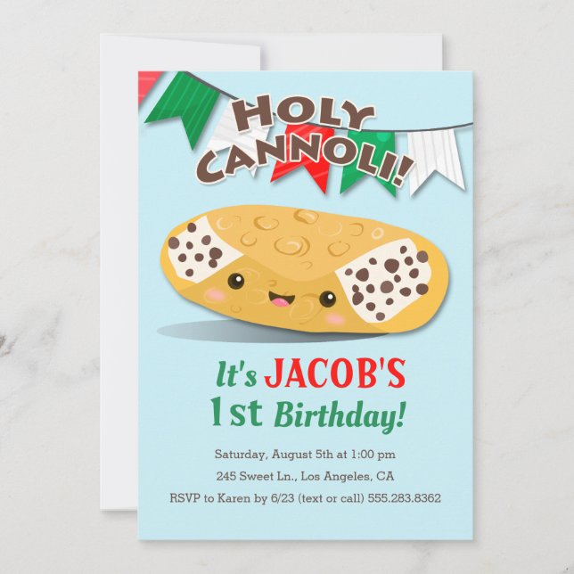 Invitation Saint Cannoli ! Fête d'anniversaire de Cute Boy (Devant)