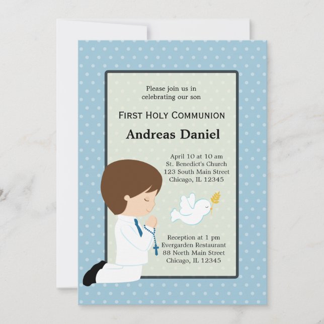 Invitation Saint-Communion garçon * Choisissez votre couleur  (Devant)