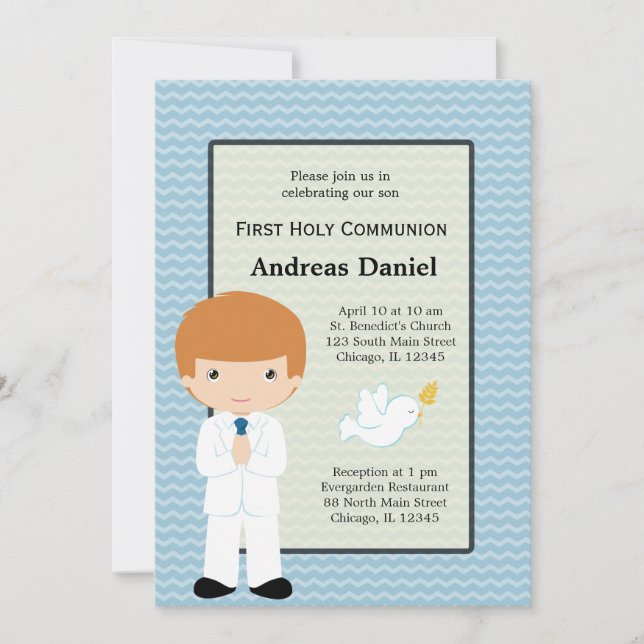Invitation Saint-Communion garçon * Choisissez votre couleur  (Devant)