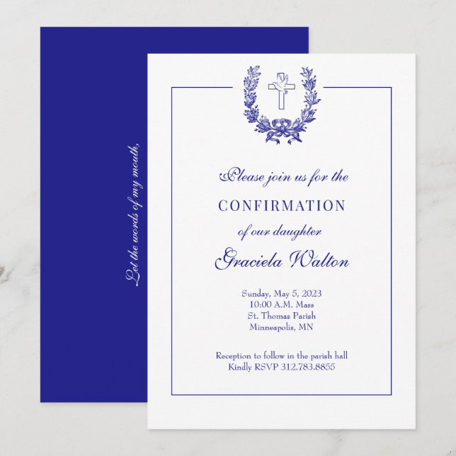 Invitation Saint-Esprit catholique sacrement de la confirmati (Devant / Derrière)