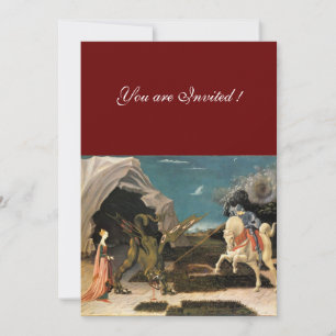 Invitation SAINT GEORGE ET LE DRAGON, brun, bleu rouge noir