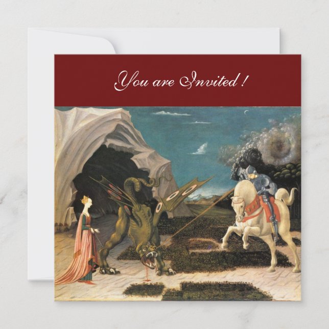 Invitation SAINT GEORGE ET LE DRAGON, brun, bleu rouge noir (Devant)