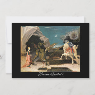 Invitation SAINT GEORGE ET LE DRAGON, brun, crème bleue rouge