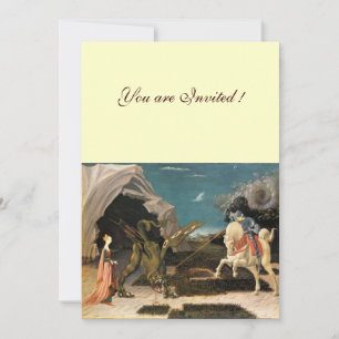 Invitation SAINT GEORGE ET LE DRAGON, brun, crème bleue rouge