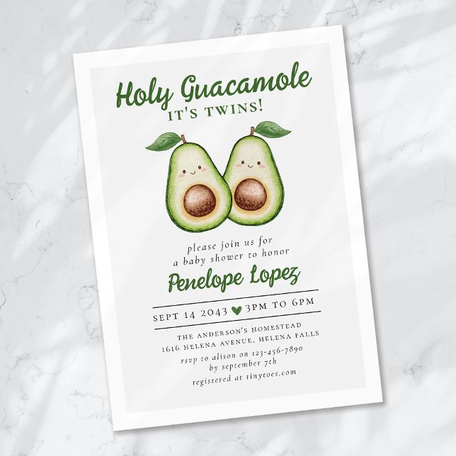 Invitation Saint Guacamole C'est le Baby shower des jumeaux (Créateur téléchargé)