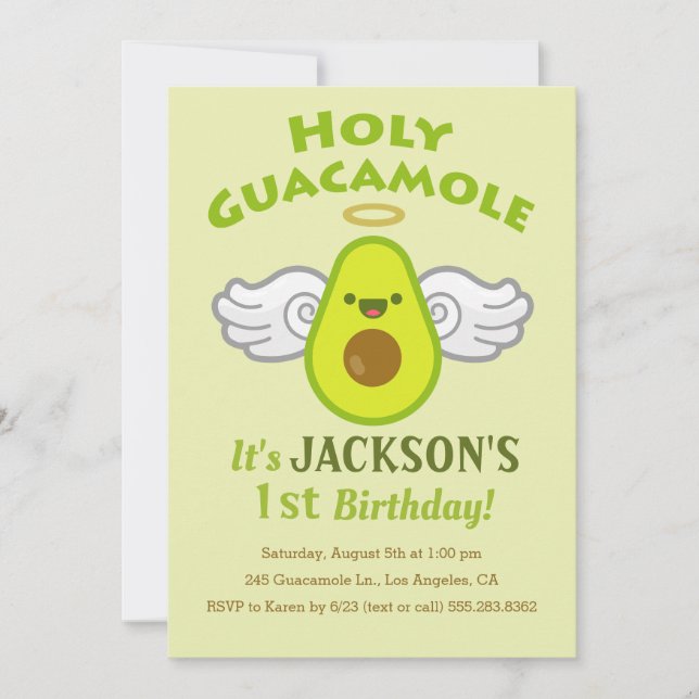 Invitation Saint-Guacamole - fête de l'anniversaire du petit  (Devant)