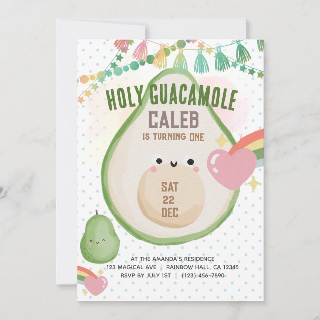 Invitation Saint-Guacamole Fiesta Avocado 1er anniversaire (Devant)