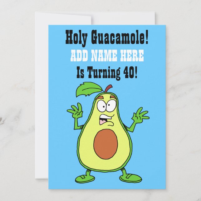 Invitation Saint Guacamole Quelqu'Un Tourne 40 Avocado (Devant)