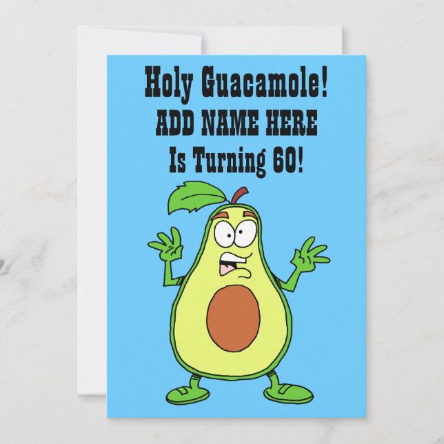 Invitation Saint Guacamole Quelqu'Un Tourne 60 Avocado (Devant)