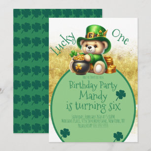 Invitation Saint-Patrick’s Day Bear Jote Anniversaire Lucky O