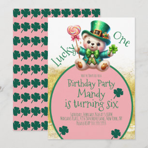 Invitation Saint Patrick’s Day Ours mignonne fille Anniversai
