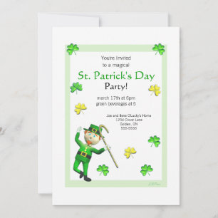 Invitation Saint Patrick's Day Leprechaun et Shamrock