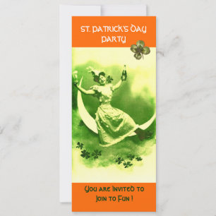 INVITATION SAINT-PATRICK'S DAY PARTY LUNE LADY AVEC SHAMROCK