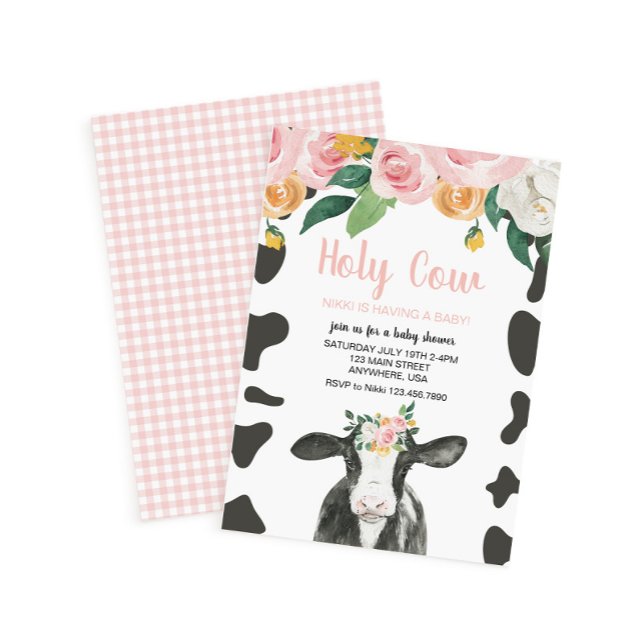 Invitation Saint-Vache Baby shower floral rose (Créateur téléchargé)
