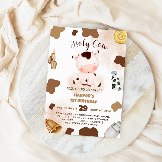 Invitation Saint-Vache ferme animal 1er anniversaire Invitati (Créateur téléchargé)