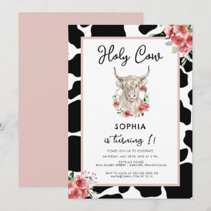 Invitation Saint Vache Je suis un anniversaire rose
