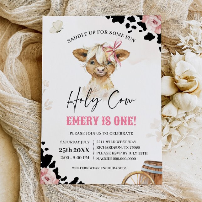 Invitation Saint Vache Je suis un Cowboy Vache Highland Anniv (Créateur téléchargé)
