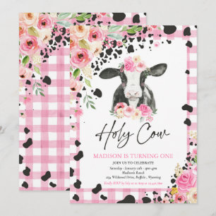 Invitation Saint Vache Je suis une ferme rose fleurie fête d'