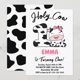Invitation Saint Vache Je suis une fille 1er fête d'anniversa