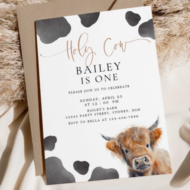 Invitation Saint Vache Je suis UNE Vache Highland 1er anniver (Créateur téléchargé)
