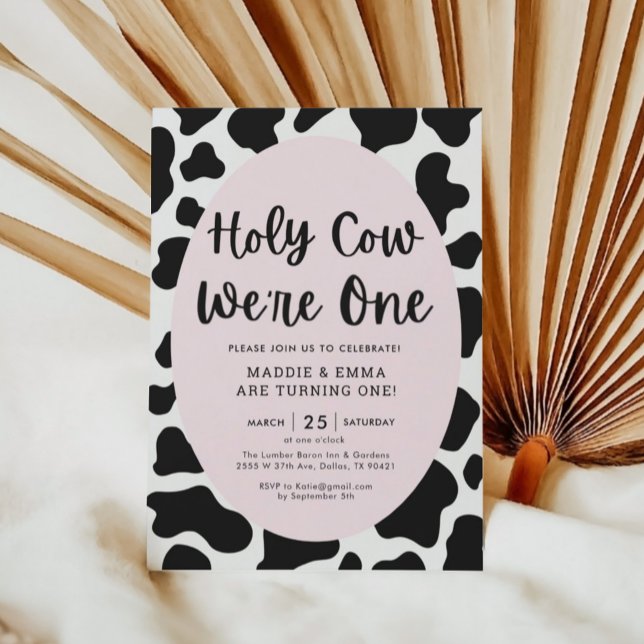 Invitation Saint Vache Nous sommes un Twins Fille 1er Anniver (Créateur téléchargé)