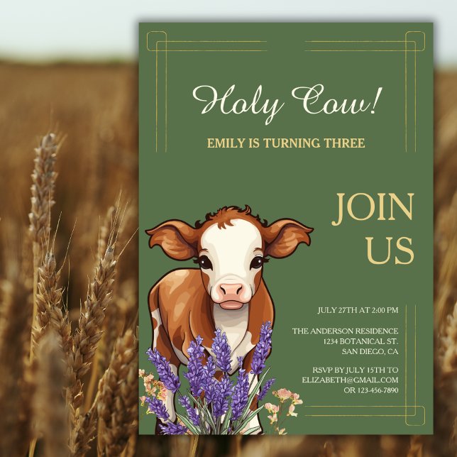 Invitation Saint-Vache Russe ferme animal fête d'anniversaire (Créateur téléchargé)