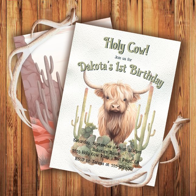 Invitation Saint-Vache Turner une vache Highland Anniversaire (Créateur téléchargé)