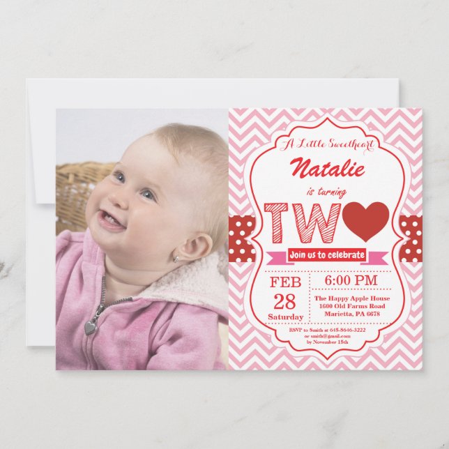 Invitation Saint-Valentin 2e anniversaire Petit amour (Devant)