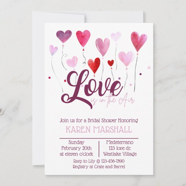 Invitation Saint-Valentin, Amour,  Fête de Mariage (Devant)