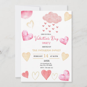 Invitation Saint Valentin avec Coeurs Rouge et Or