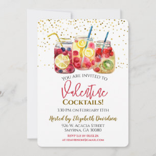 Invitation Saint Valentin Cocktail Boissons Party