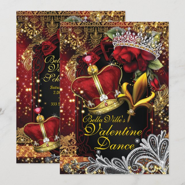 Invitation Saint-Valentin - Danse du bal de fin d'année (Devant / Derrière)