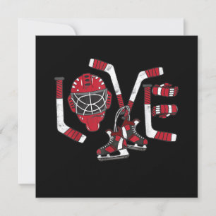 Invitation Saint Valentin de hockey sur glace Amour Cadeau Mi