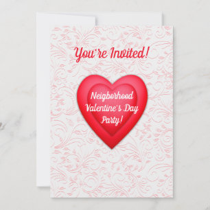 Invitation Saint Valentin Fancy Red Hearts Personnalisé