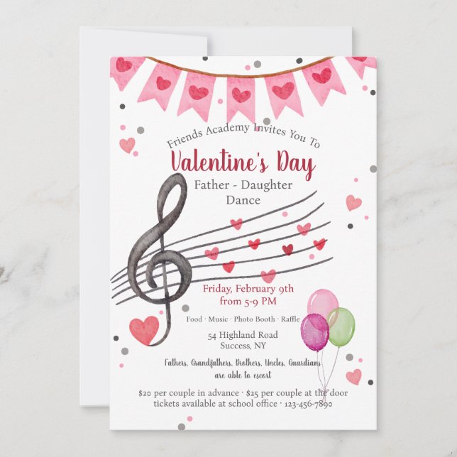 Invitation Saint Valentin Fête du Père Danse Fille (Devant)