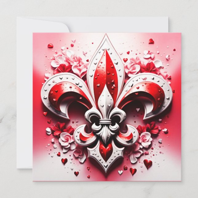 Invitation Saint Valentin Fleur De Lis (Devant)