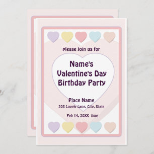 Invitation Saint-Valentin Pastel Birthday Party N