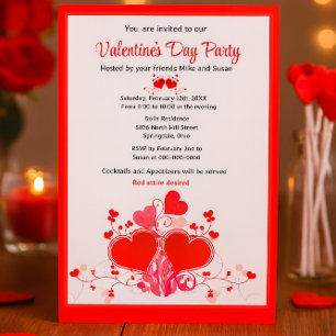 Invitation Saint Valentin Red Hearts Fête des Fêtes