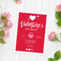 Saint Valentin Red Scalloped Edges Party