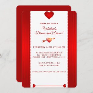 Invitation Saint Valentin Romantique Coeur Rouge