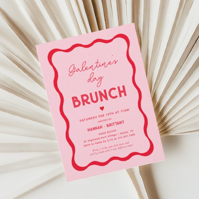 Invitation Saint-Valentin rose Brunch de Saint-Valentin (Créateur téléchargé)