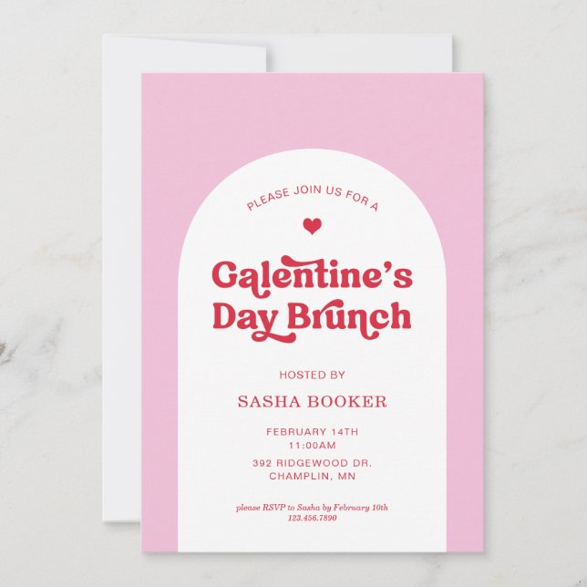 Invitation Saint-Valentin Saint-Valentin Brunch rose (Devant)