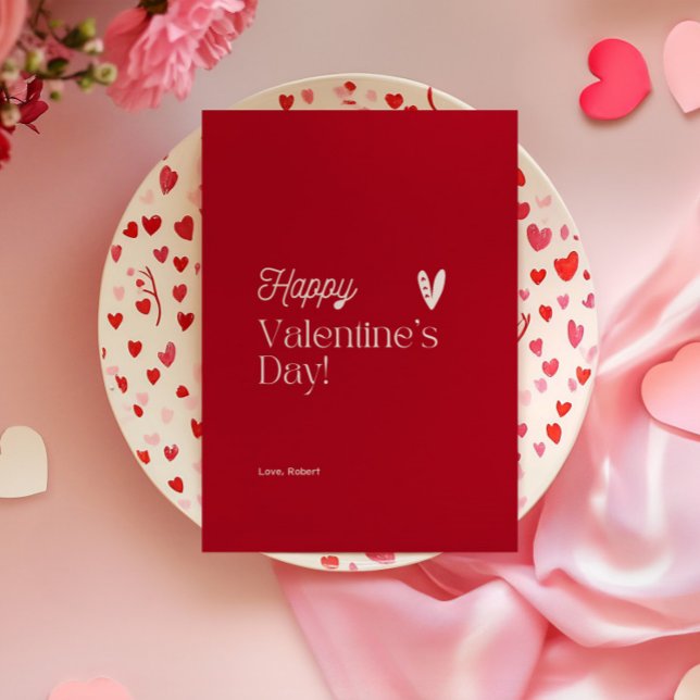 Invitation Saint-Valentin typographique cœur rouge et beige (Créateur téléchargé)