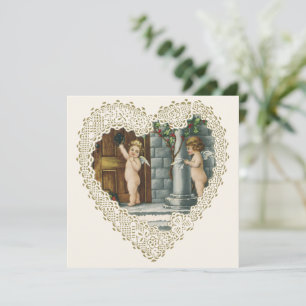 Invitation Saint-Valentin victorien, anges vintage avec lettr
